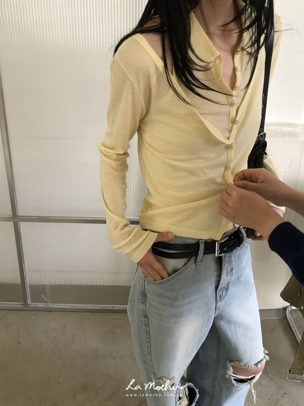 排釦針織薄款小外套